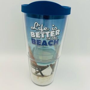 Tervis 24oz Tumbler Life Is Better On The Beach Blue Lid BPA Free USA LARGE NWT